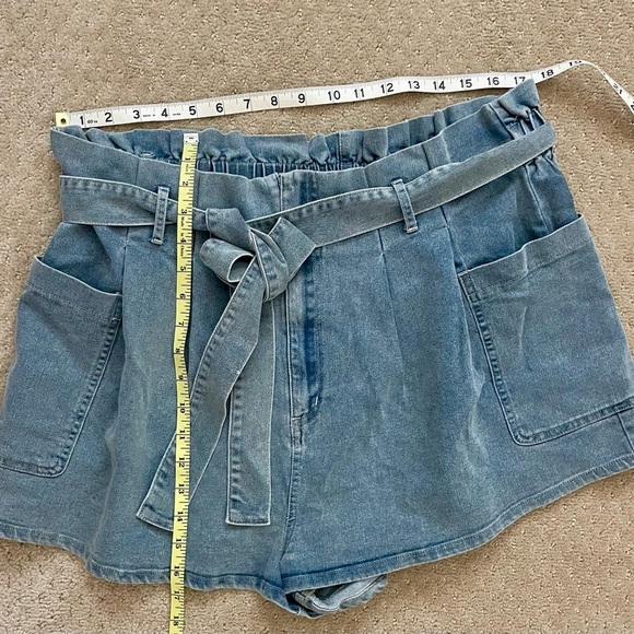 SWEET GENERIS Women’s PLUS Blue Cotton Denim Belted Jean‎ Shorts-Sizes 1X,2X,&3X - Picture 7 of 10